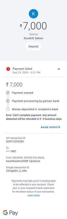 money deducted from my credit card with transection of google .